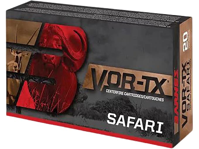 Barnes VOR-TX Safari 470 Nitro Express Ammo 500 Grain Barnes Triple-Shock X Solid Hollow Point Lead Free Box of 20 - Image 1