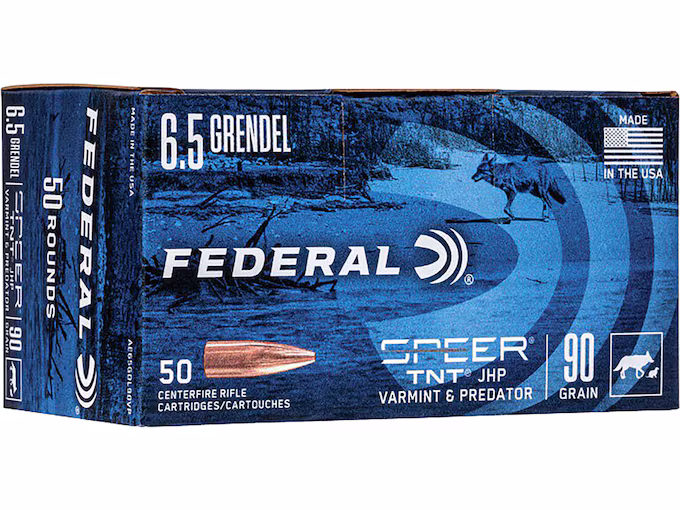 Federal Varmint and Predator 6.5 Grendel Ammo 90 Grain Speer TNT Jacketed Hollow Point (250 rounds) - Image 1