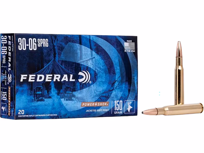 Federal Power-Shok 30-06 Springfield Ammo 150 Grain Jacketed Soft Point (200 rounds) - Image 1