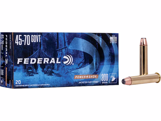 Federal Power-Shok 45-70 Government Ammo 300 Grain Jacketed Soft Point (200 rounds) - Image 1