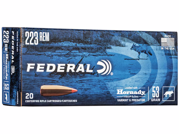 Federal Varmint & Predator 223 Remington Ammo 53 Grain Hornady V-Max Polymer Tip (200 rounds) - Image 1