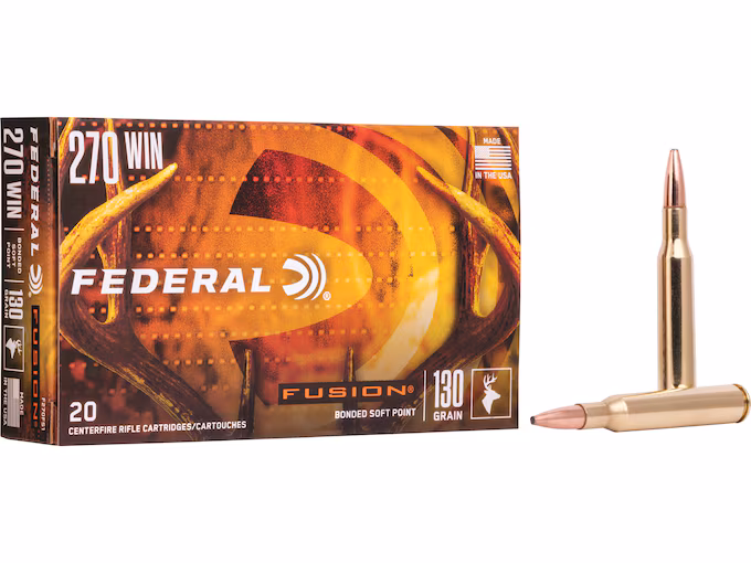 Federal Fusion 270 Winchester Ammo 130 Grain Bonded Round Nose (200 rounds) - Image 1