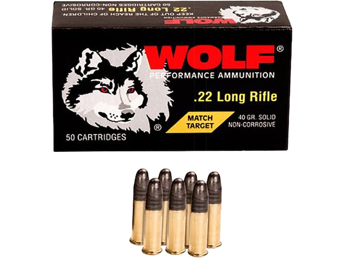 Wolf Match Target 22LR Ammo 40 Grain Round Nose (5000 rounds) - Image 1