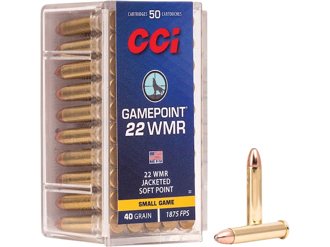 CCI GamePoint 22 Winchester Magnum Rimfire (WMR) Ammo 40 Grain Jacketed Soft Point (500 rounds) - Image 1