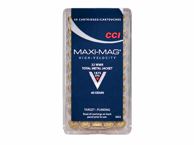 CCI Maxi-Mag 22 Winchester Magnum Rimfire (WMR) Ammo 40 Grain Full Metal Jacket (500 rounds) - Image 1
