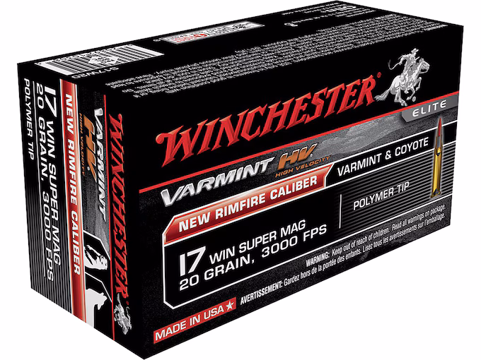 Winchester Varmint HV 17 Winchester Super Magnum Ammo 20 Grain Polymer Tip (500 rounds) - Image 1