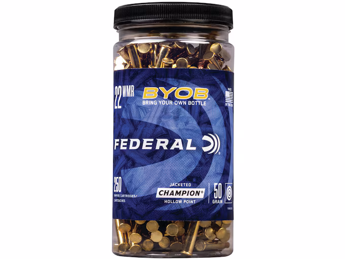 Federal BYOB 22 Winchester Magnum Rimfire (WMR) Ammo 50 Grain Jacketed Hollow Point (2000 rounds) - Image 1