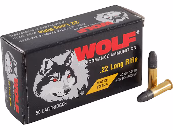 Wolf Match Extra 22LR Ammo 40 Grain Round Nose (5000 rounds) - Image 1