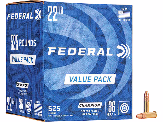 Federal Champion 22LR Ammo 36 Grain Plated Hollow Point ( 5250 rounds) - Image 1