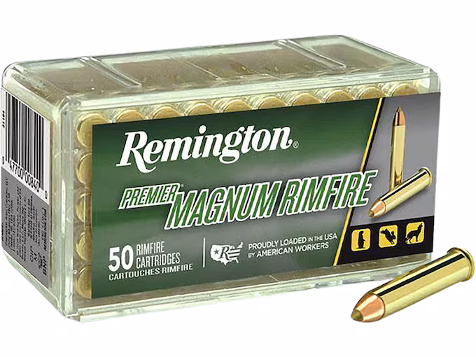 Remington Premier 22 Winchester Magnum Rimfire (WMR) Ammo 33 Grain Polymer Tip (500 rounds) - Image 1