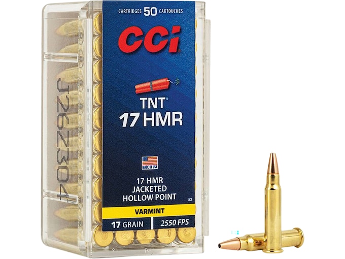 CCI 17 Hornady Magnum Rimfire (HMR) Ammo 17 Grain Jacketed Hollow Point (500 rounds) - Image 1