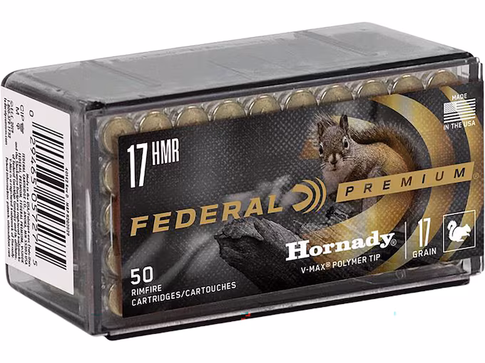 Federal Premium V-Shok 17 Hornady Magnum Rimfire (HMR) Ammo 17 Grain Polymer Tip (500 rounds) - Image 1