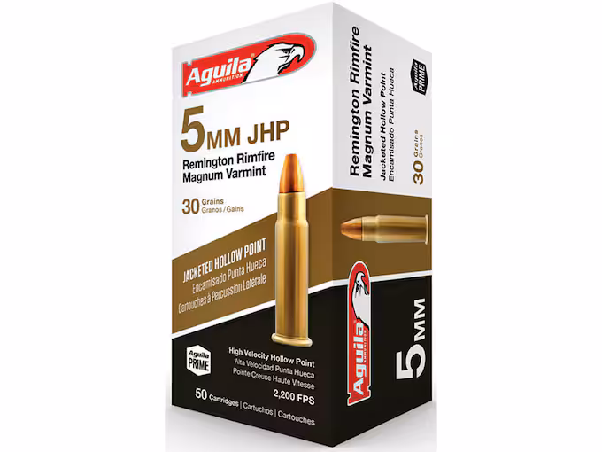 Aguila Varmint 5mm Remington Rimfire Magnum Ammo 30 Grain Jacketed Hollow Point (1000 rounds) - Image 1
