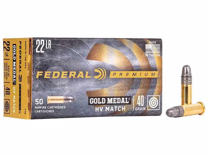Federal Premium Premium Gold Medal Target High Velocity 22LR Ammo 40 Grain Round Nose (5000 rounds) - Image 1