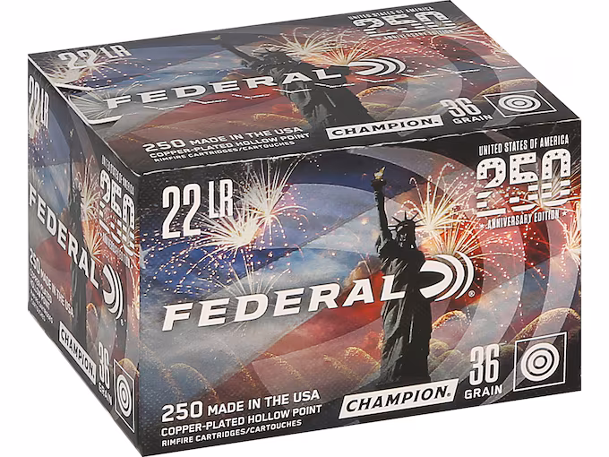 Federal Premium Champion USA 250th Edition 22LR Ammo 36 Grain Plated Hollow Point (2500 rounds) - Image 1