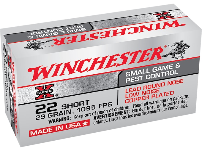 Winchester Super X 22 Short Ammo 29 Grain Plated Round Nose (500 rounds) - Image 1