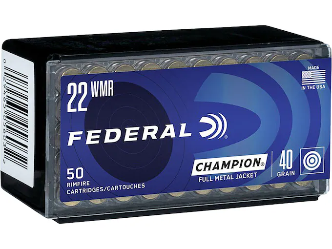 Federal Champion 22 Winchester Magnum Rimfire (WMR) Ammo 40 Grain Full Metal Jacket (500 rounds) - Image 1