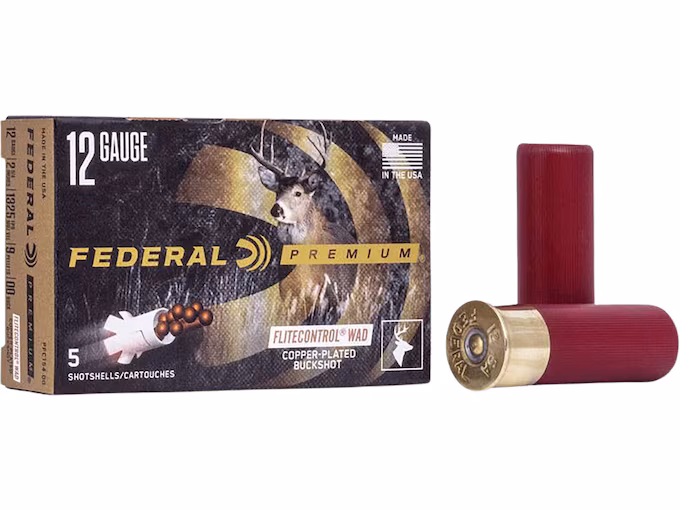Federal Premium Vital-Shok 12 Gauge Buckshot Ammo 2-3/4" #00 Buckshot 9 Pellets with Flitecontrol Wad (250 rounds) - Image 1