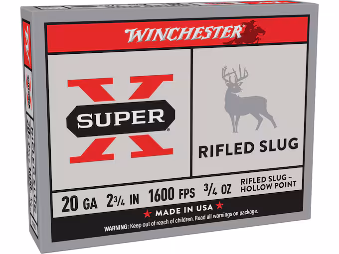 Winchester Super X 20 Gauge Rifled Slug 2-3/4" 3/4oz (250 rounds) - Image 1