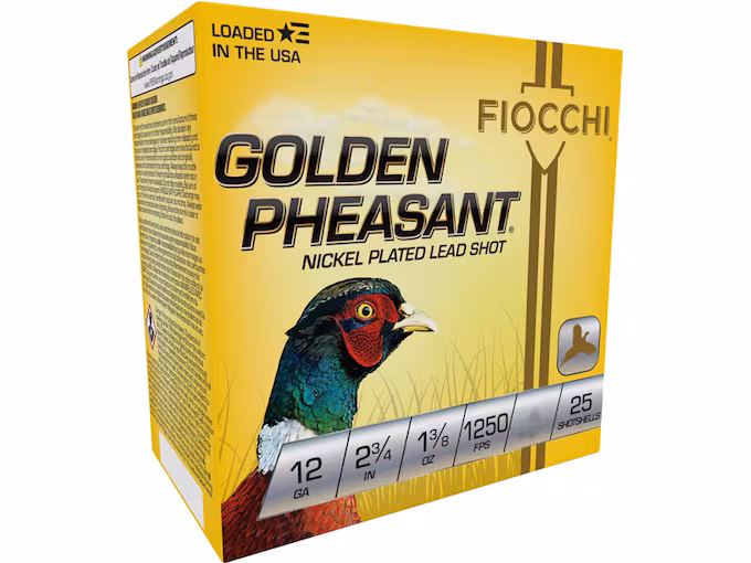 Fiocchi Golden Pheasant 12 Gauge Nickel Plated Lead Ammo (250 rounds) - Image 1