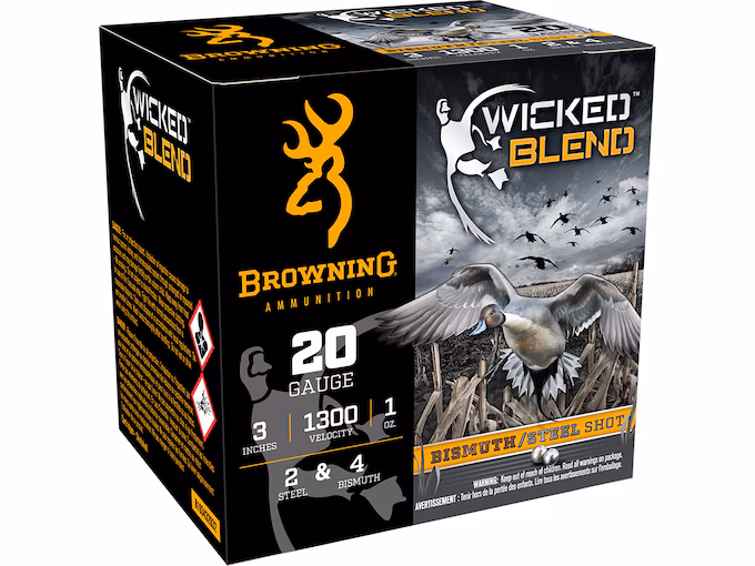 Browning Wicked Blend Waterfowl 20 Gauge Steel and Bismuth Ammo (250 rounds) - Image 1