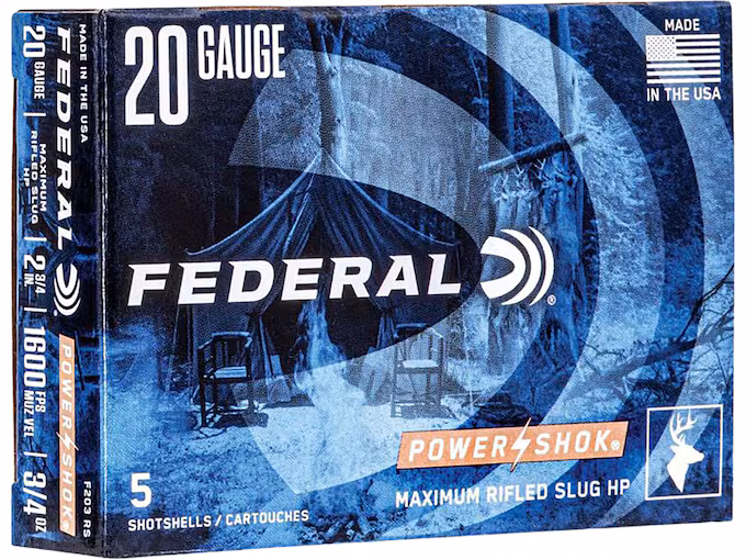 Federal Power-Shok 20 Gauge Hollow Point Rifled Slug 2-3/4" 3/4oz - Image 1